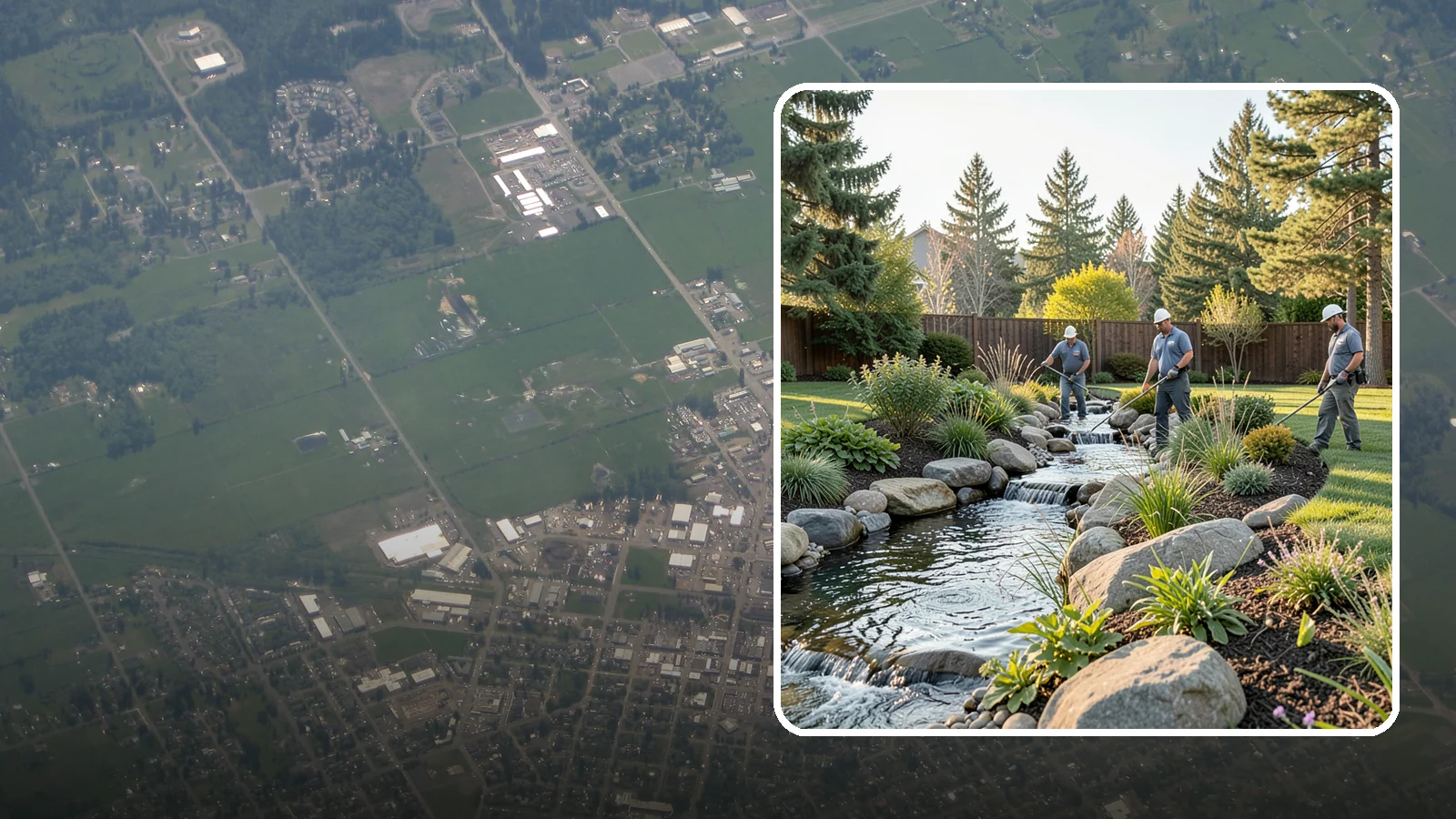 Stream Installation in Enumclaw, King County, WA - Meandering garden streams that wind through the landscape with the natural sound of flowing water.
