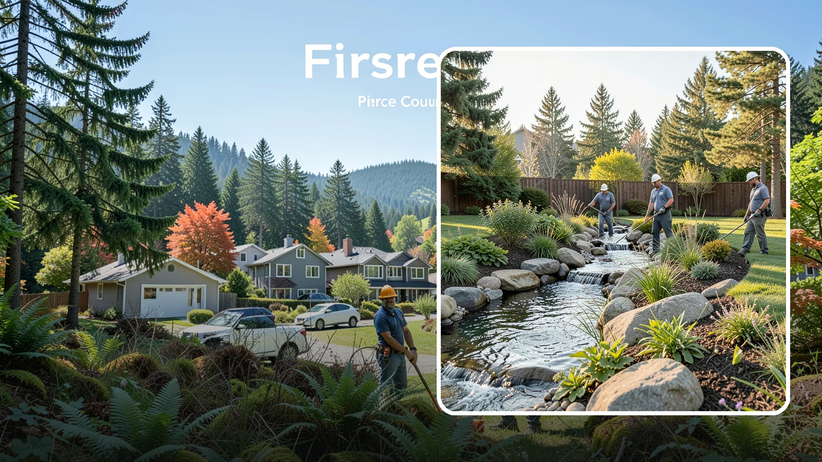 Stream Installation in Fircrest, Pierce County, WA - Meandering garden streams that wind through the landscape with the natural sound of flowing water.