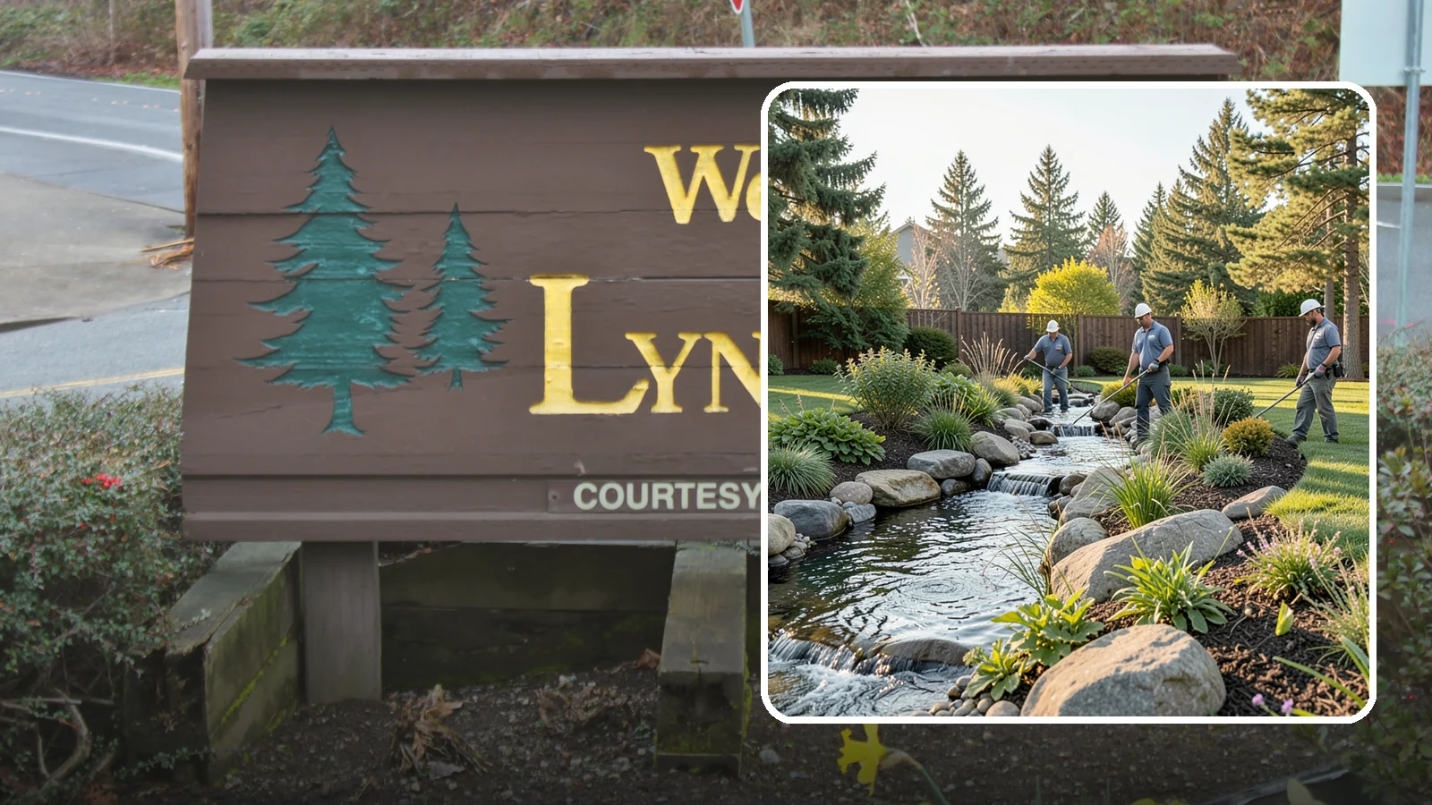 Stream Installation in Lynnwood, Snohomish County, WA - Meandering garden streams that wind through the landscape with the natural sound of flowing water.