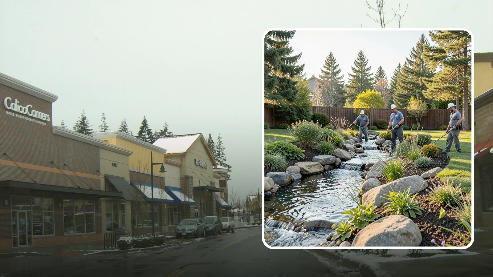 Stream Installation in Mill Creek, Snohomish County, WA - Meandering garden streams that wind through the landscape with the natural sound of flowing water.