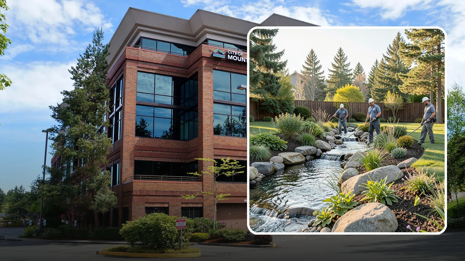 Stream Installation in Mountlake Terrace, Snohomish County, WA - Meandering garden streams that wind through the landscape with the natural sound of flowing water.