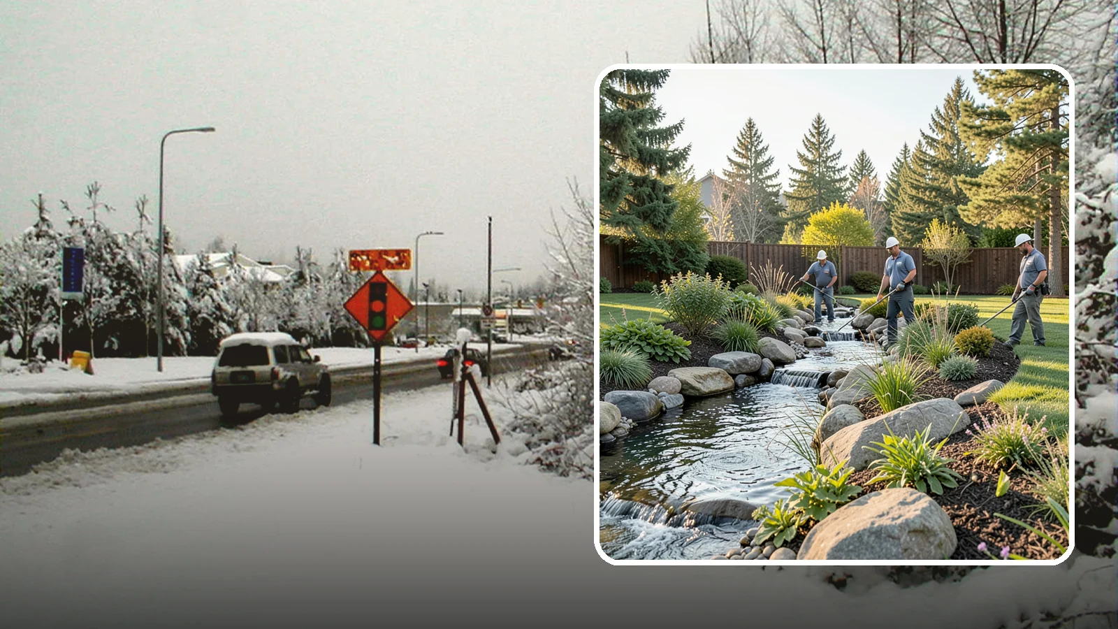 Stream Installation in Newcastle, King County, WA - Meandering garden streams that wind through the landscape with the natural sound of flowing water.