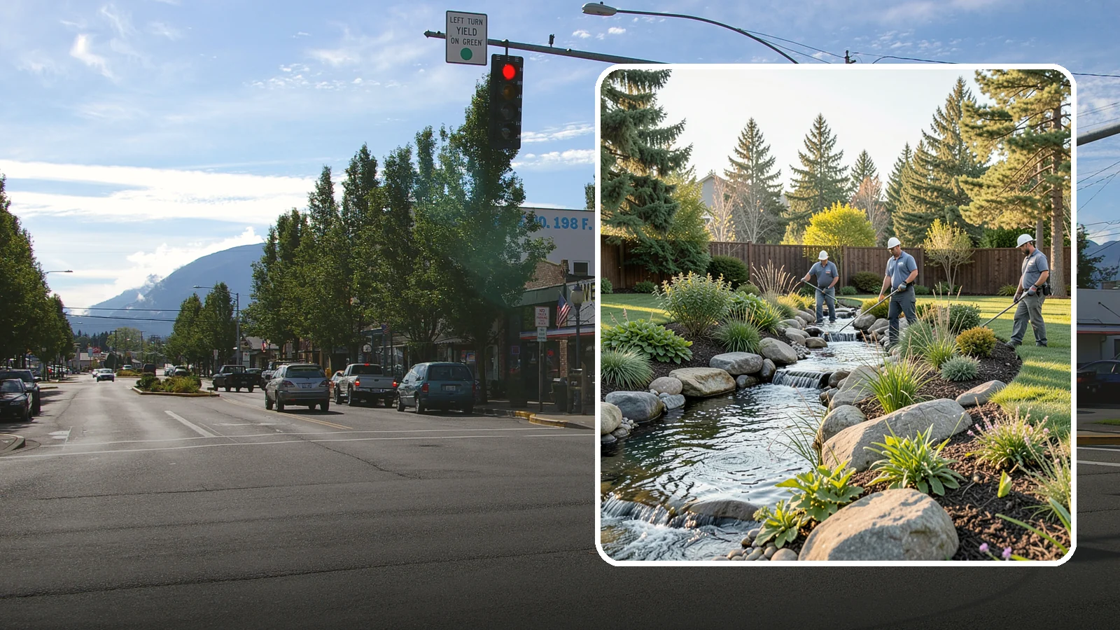 Stream Installation in North Bend, King County, WA - Meandering garden streams that wind through the landscape with the natural sound of flowing water.