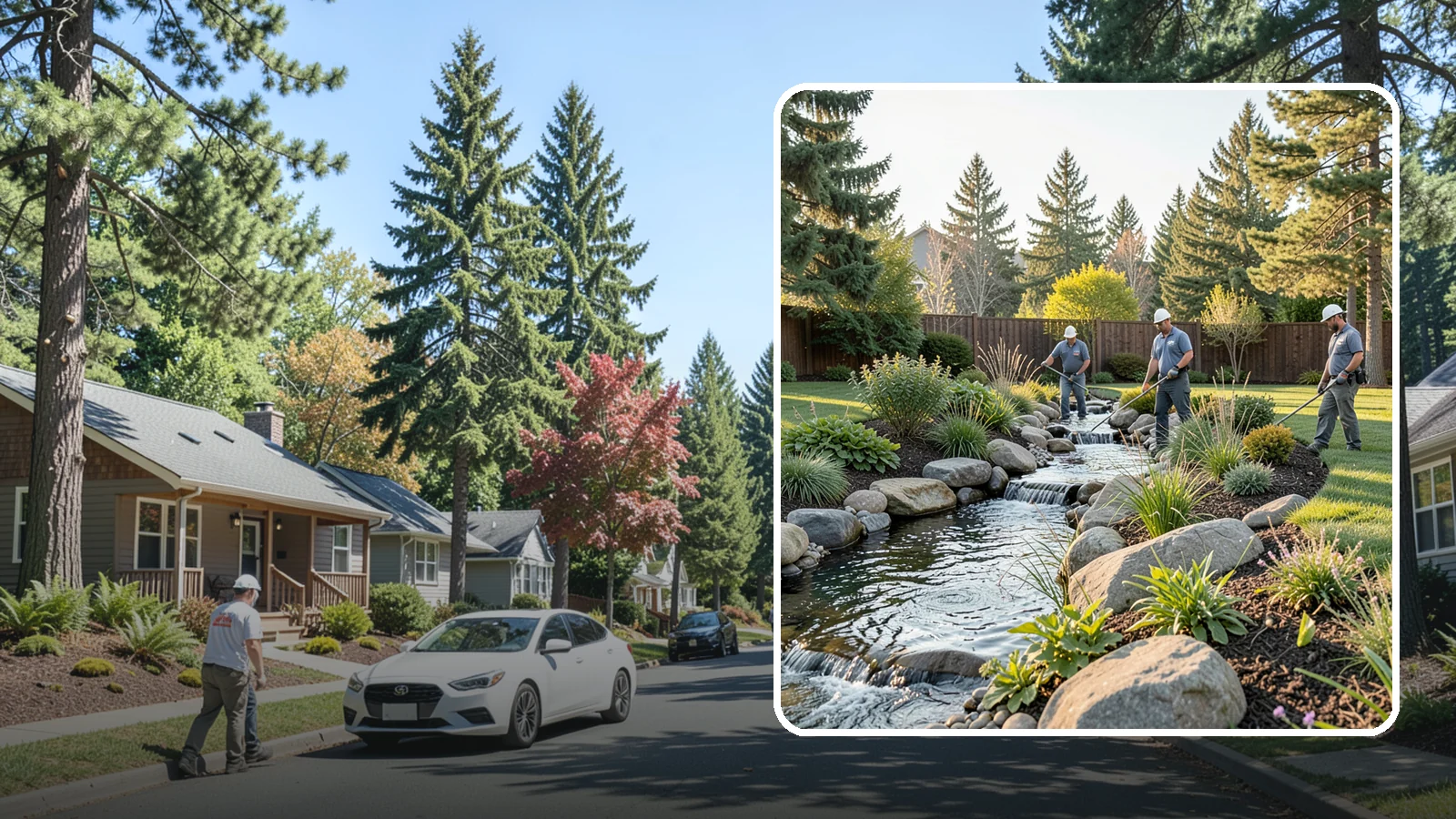 Stream Installation in Orting, Pierce County, WA - Meandering garden streams that wind through the landscape with the natural sound of flowing water.
