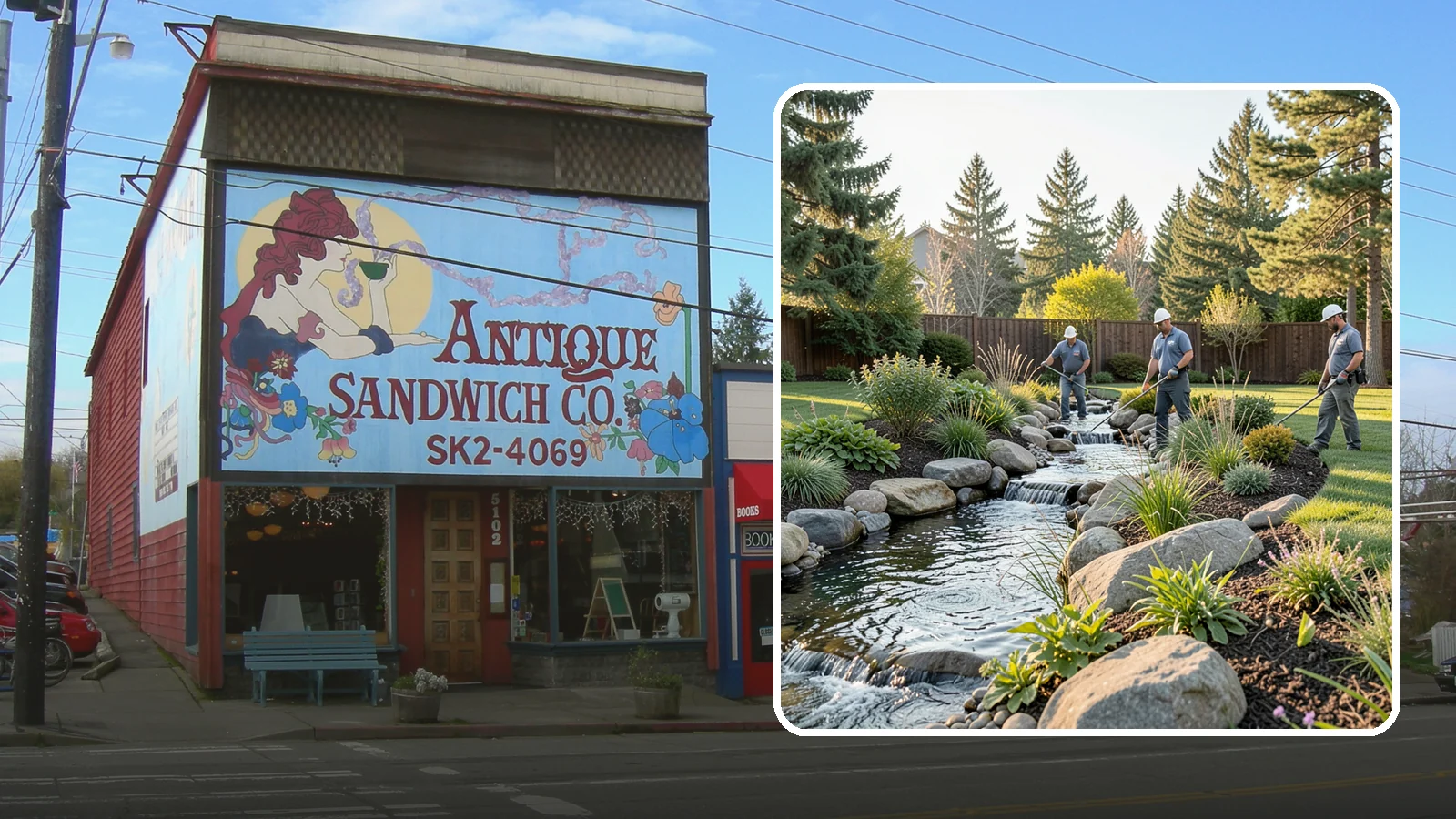 Stream Installation in Ruston, Pierce County, WA - Meandering garden streams that wind through the landscape with the natural sound of flowing water.