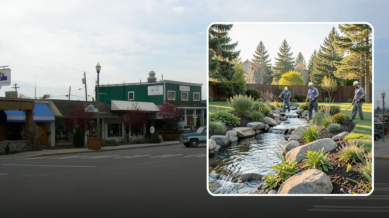 Stream Installation in Stanwood, Snohomish County, WA - Meandering garden streams that wind through the landscape with the natural sound of flowing water.