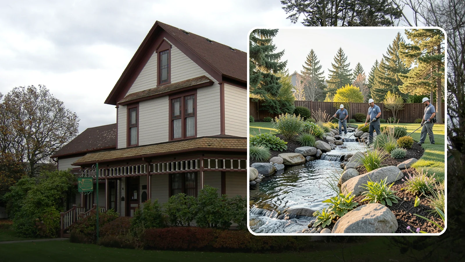 Stream Installation in Sumner, Pierce County, WA - Meandering garden streams that wind through the landscape with the natural sound of flowing water.