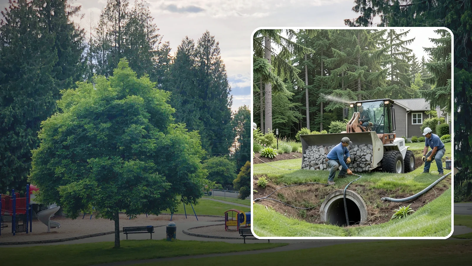 Sump Pump Drainage in Bonney Lake, Pierce County, WA - We install sump pump systems that actively collect and pump water out of low areas where gravity drainage is not possible.