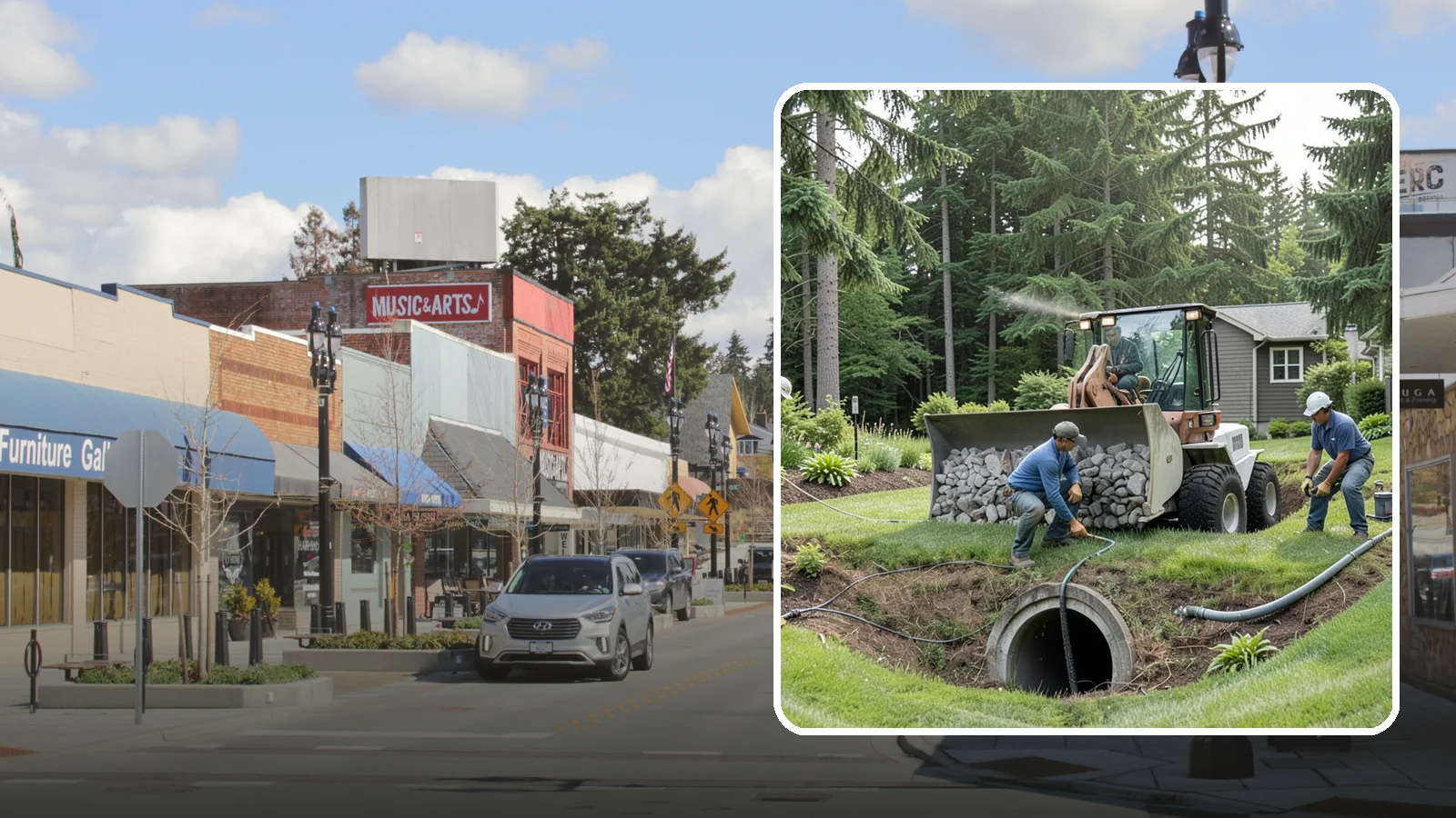 Sump Pump Drainage in Bothell, King County, WA - We install sump pump systems that actively collect and pump water out of low areas where gravity drainage is not possible.