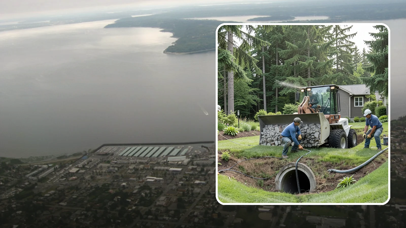 Sump Pump Drainage in Des Moines, King County, WA - We install sump pump systems that actively collect and pump water out of low areas where gravity drainage is not possible.