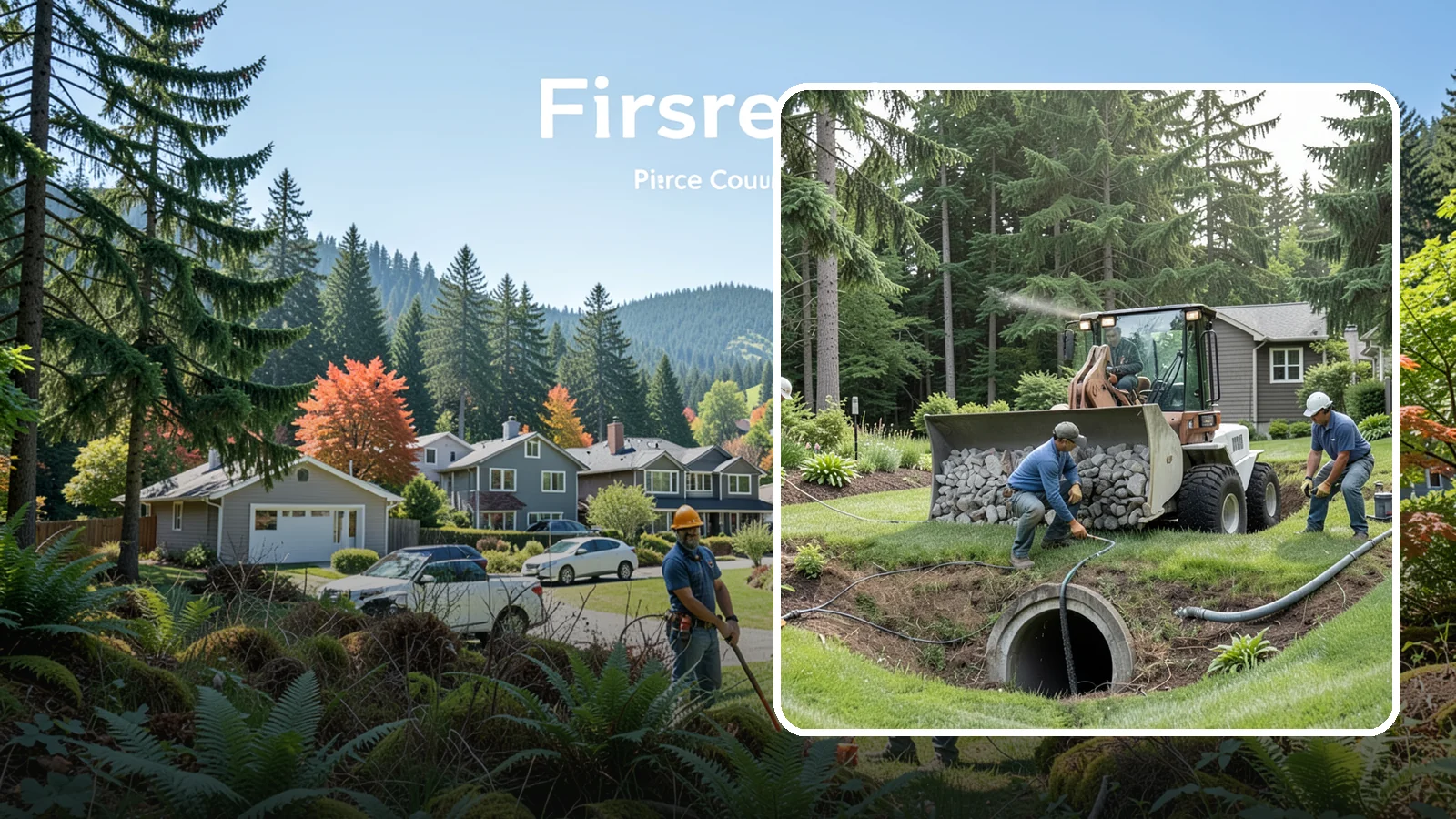 Sump Pump Drainage in Fircrest, Pierce County, WA - We install sump pump systems that actively collect and pump water out of low areas where gravity drainage is not possible.
