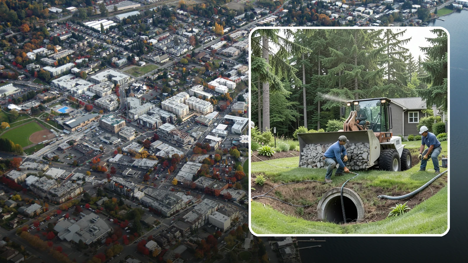 Sump Pump Drainage in Kirkland, King County, WA - We install sump pump systems that actively collect and pump water out of low areas where gravity drainage is not possible.