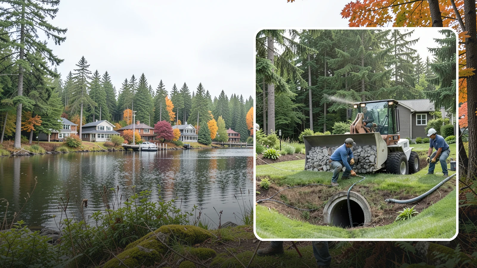 Sump Pump Drainage in La Conner, Skagit County, WA - We install sump pump systems that actively collect and pump water out of low areas where gravity drainage is not possible.