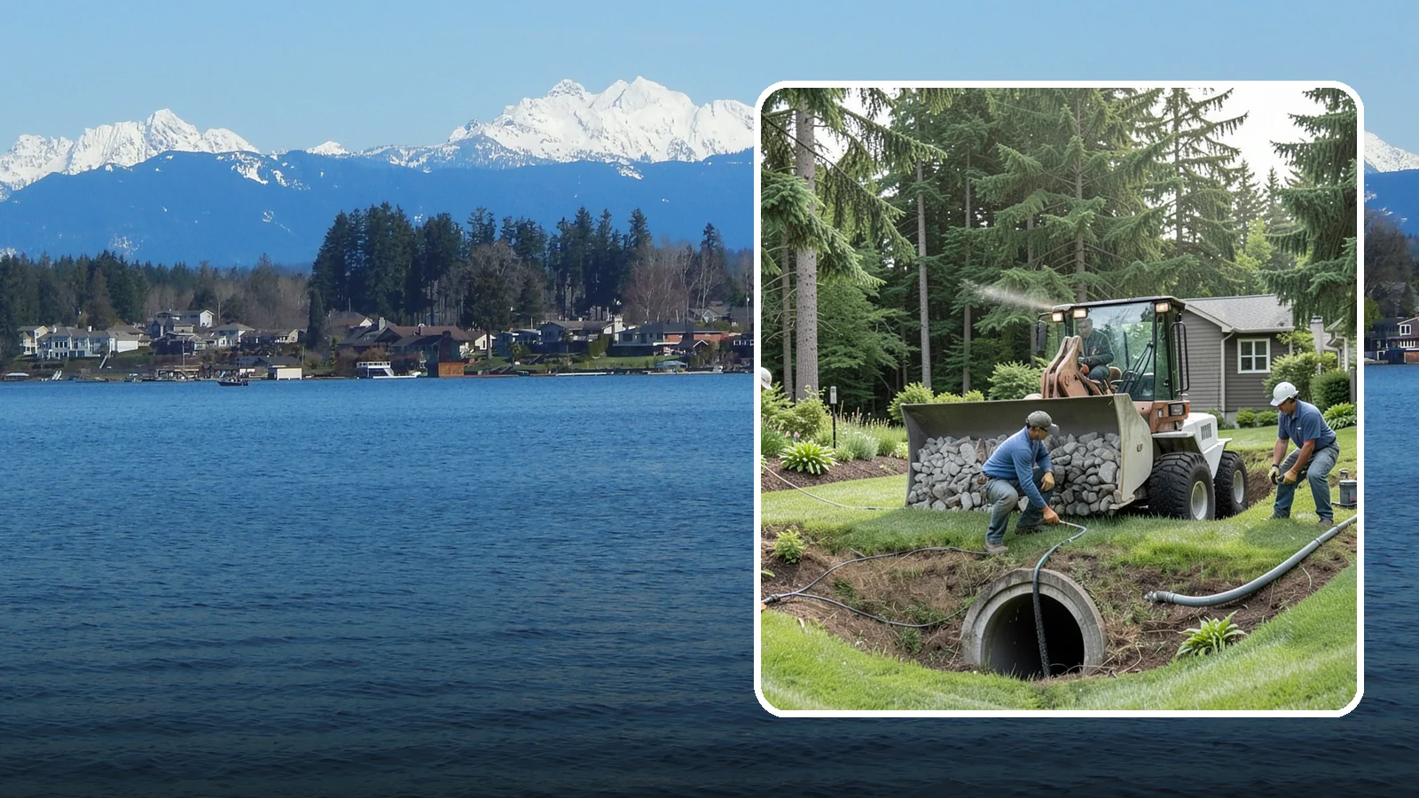 Sump Pump Drainage in Lake Stevens, Snohomish County, WA - We install sump pump systems that actively collect and pump water out of low areas where gravity drainage is not possible.