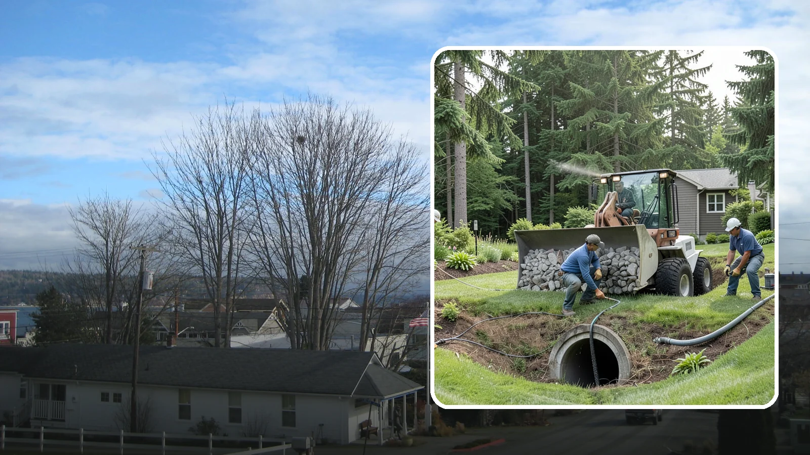 Sump Pump Drainage in Langley, Island County, WA - We install sump pump systems that actively collect and pump water out of low areas where gravity drainage is not possible.