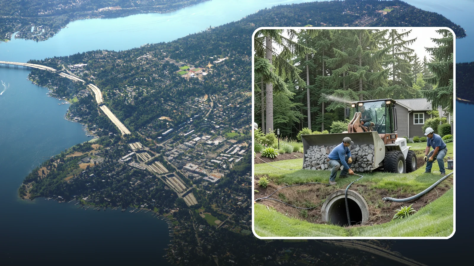 Sump Pump Drainage in Mercer Island, King County, WA - We install sump pump systems that actively collect and pump water out of low areas where gravity drainage is not possible.