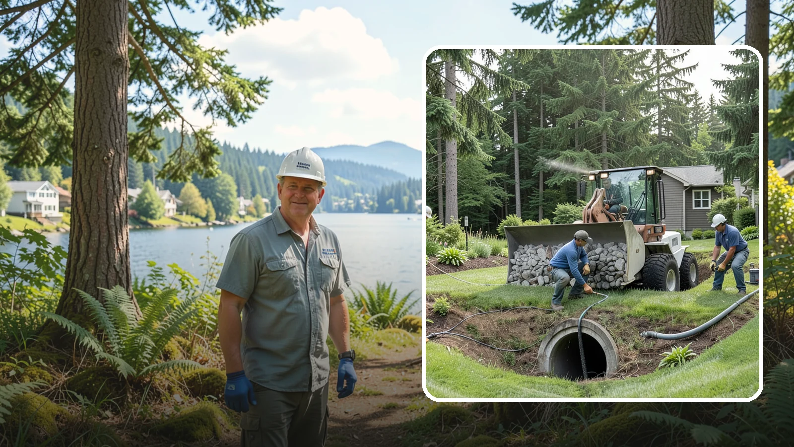 Sump Pump Drainage in Milton, King County, WA - We install sump pump systems that actively collect and pump water out of low areas where gravity drainage is not possible.