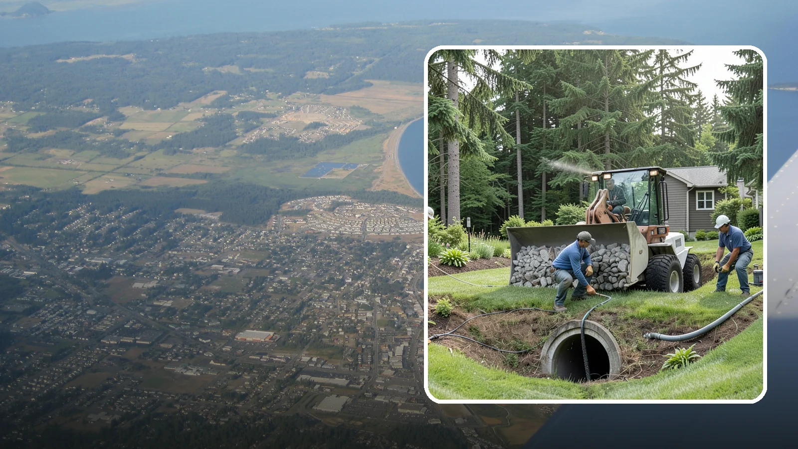 Sump Pump Drainage in Oak Harbor, Island County, WA - We install sump pump systems that actively collect and pump water out of low areas where gravity drainage is not possible.