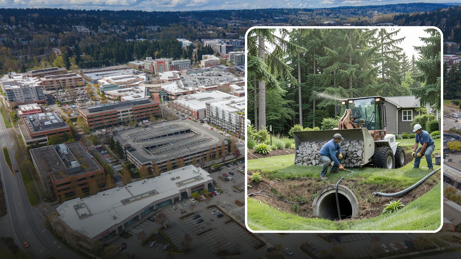Sump Pump Drainage in Redmond, King County, WA - We install sump pump systems that actively collect and pump water out of low areas where gravity drainage is not possible.