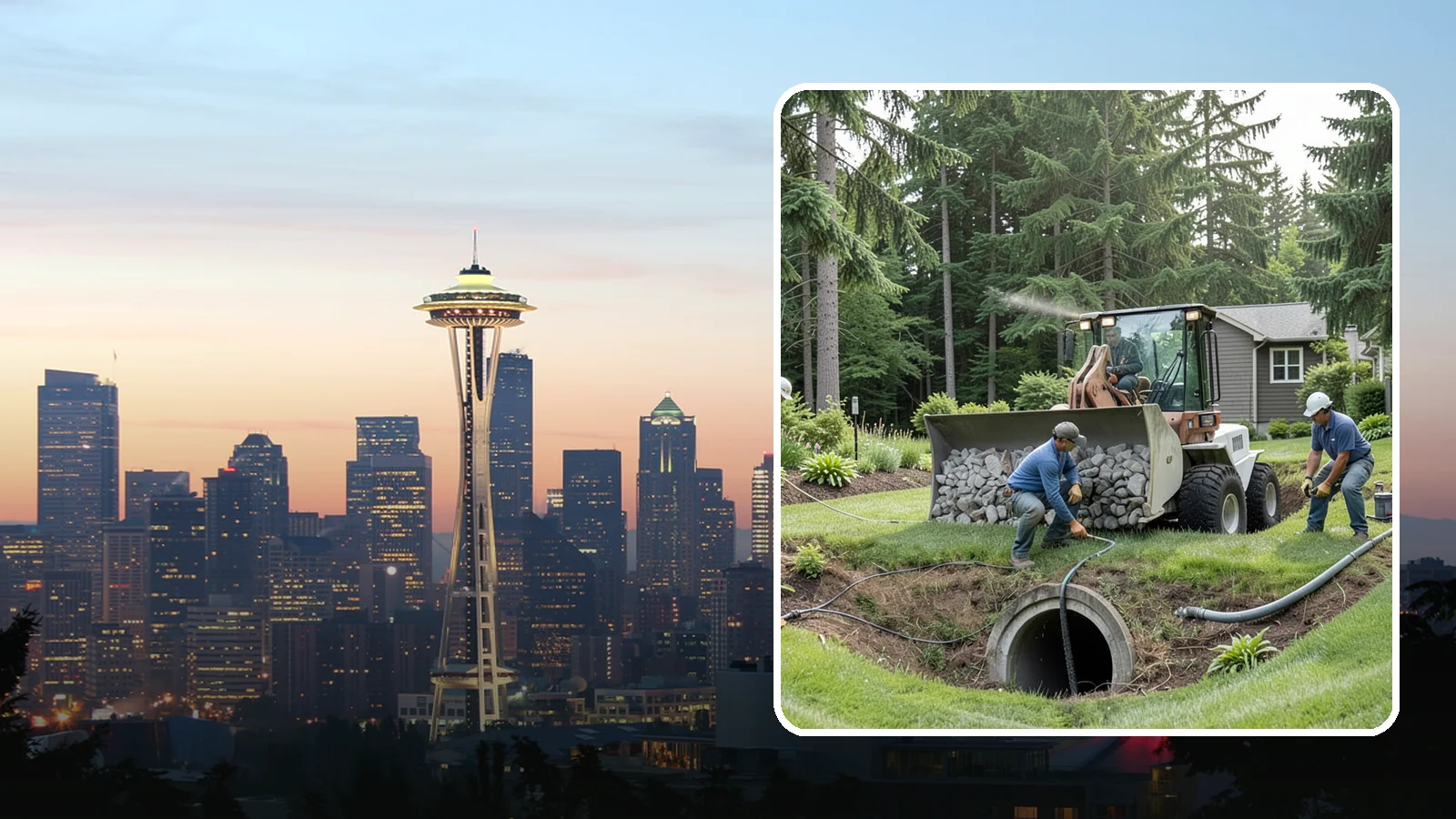 Sump Pump Drainage in Seattle, King County, WA - We install sump pump systems that actively collect and pump water out of low areas where gravity drainage is not possible.