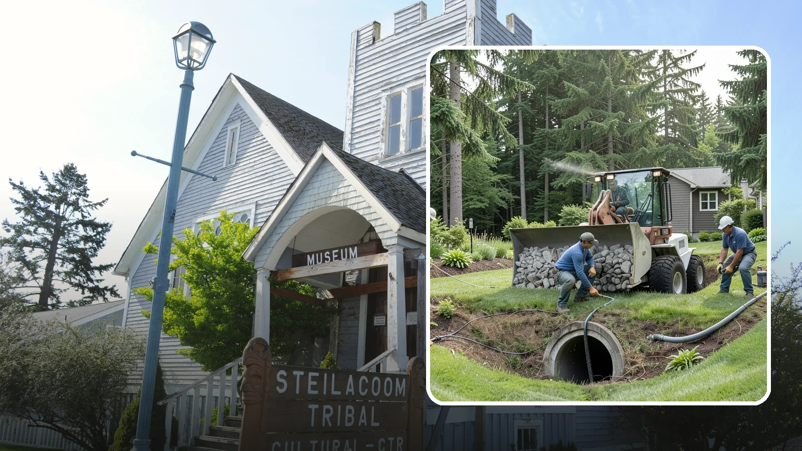 Sump Pump Drainage in Steilacoom, Pierce County, WA - We install sump pump systems that actively collect and pump water out of low areas where gravity drainage is not possible.