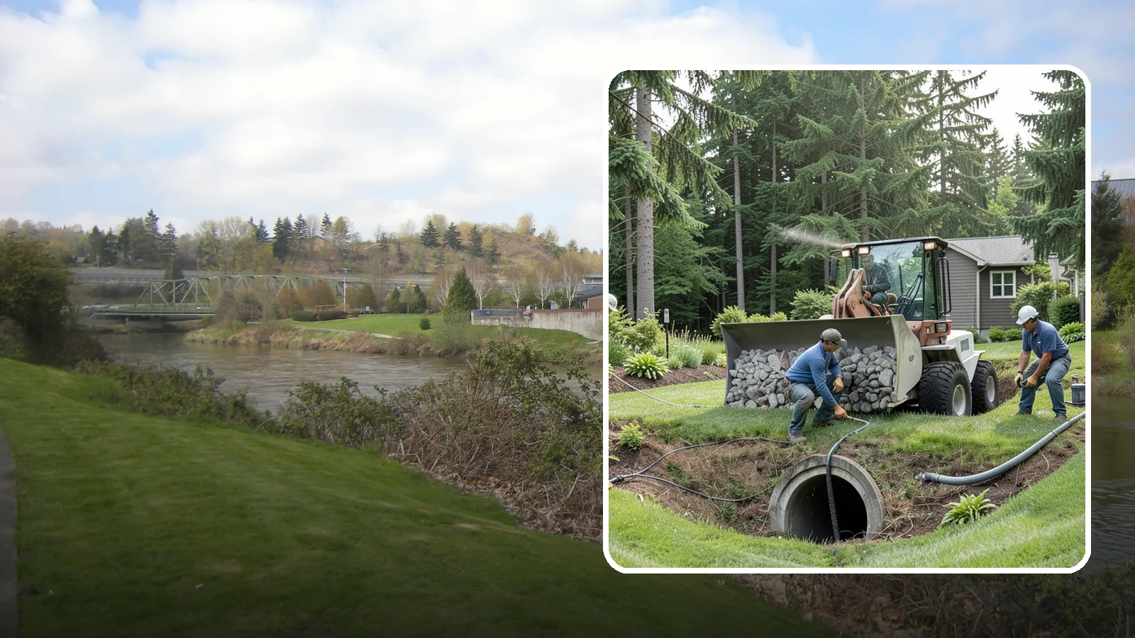 Sump Pump Drainage in Tukwila, King County, WA - We install sump pump systems that actively collect and pump water out of low areas where gravity drainage is not possible.