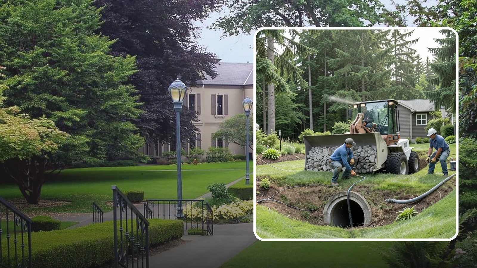 Sump Pump Drainage in Woodinville, King County, WA - We install sump pump systems that actively collect and pump water out of low areas where gravity drainage is not possible.