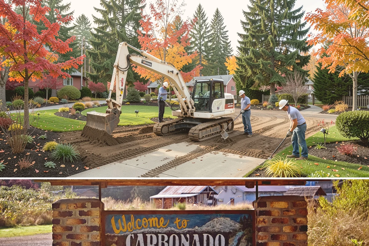 Surface Drainage Solution in Carbonado, Pierce County, WA - Ideal in late spring through early fall when soil is workable for regrading and new turf can establish before winter rains.