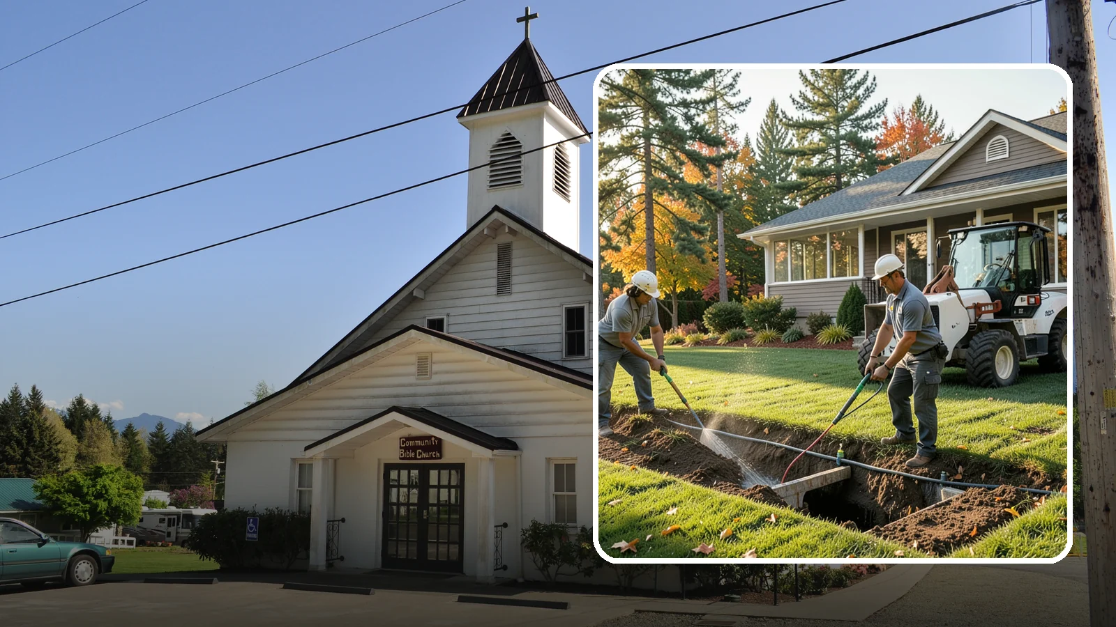 Surface Drainage Solution in Concrete, Skagit County, WA - We regrade and install catch basins with piping to move standing surface water off your lawn and away from the house.
