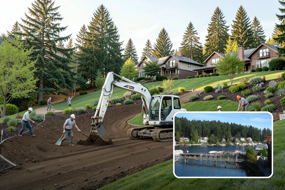 Surface Drainage Solution in Gig Harbor, Pierce County, WA - Eliminates puddles and soggy lawn spots