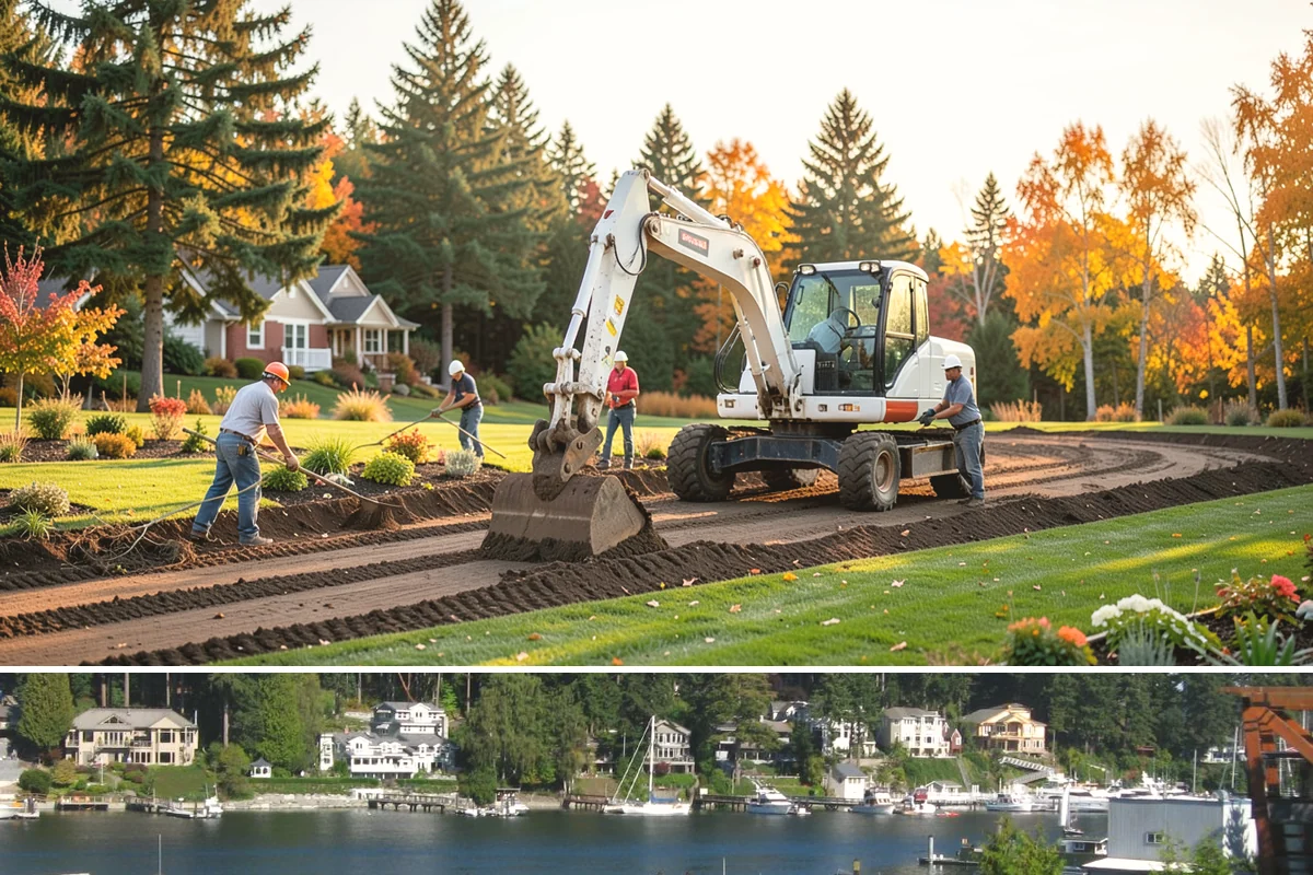 Surface Drainage Solution in Gig Harbor, Pierce County, WA - Ideal in late spring through early fall when soil is workable for regrading and new turf can establish before winter rains.