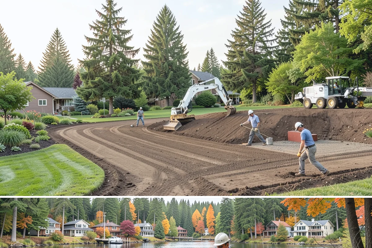 Surface Drainage Solution in La Conner, Skagit County, WA - Ideal in late spring through early fall when soil is workable for regrading and new turf can establish before winter rains.