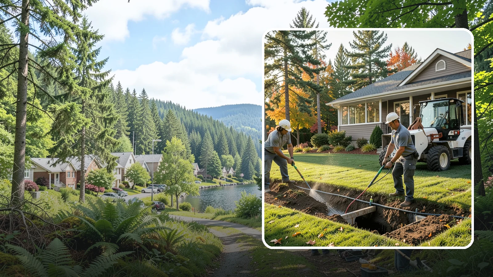 Surface Drainage Solution in Lake Forest Park, King County, WA - We regrade and install catch basins with piping to move standing surface water off your lawn and away from the house.