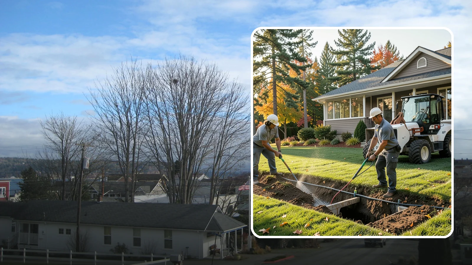 Surface Drainage Solution in Langley, Island County, WA - We regrade and install catch basins with piping to move standing surface water off your lawn and away from the house.