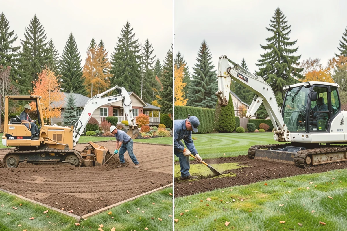Surface Drainage Solution in Milton, King County, WA - Survey the yard grade and map where water pools