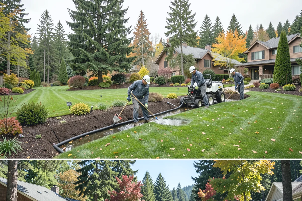 Surface Drainage Solution in Orting, Pierce County, WA - Ideal in late spring through early fall when soil is workable for regrading and new turf can establish before winter rains.