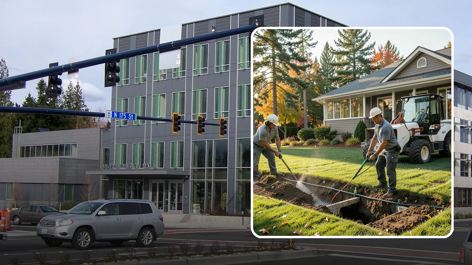 Surface Drainage Solution in Shoreline, King County, WA - We regrade and install catch basins with piping to move standing surface water off your lawn and away from the house.