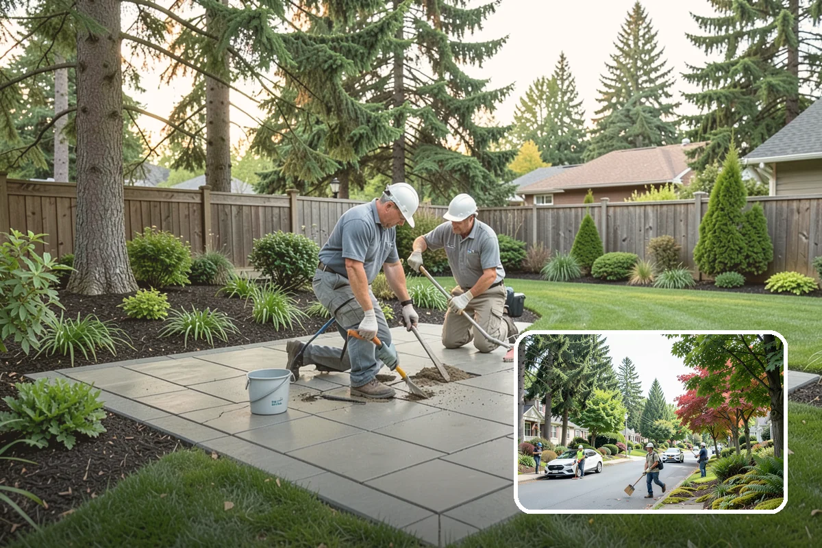 Swale Installation in Beaux Arts Village, King County, WA - Channels stormwater along a controlled path