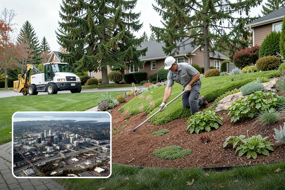 Swale Installation in Bellevue, King County, WA - Channels stormwater along a controlled path