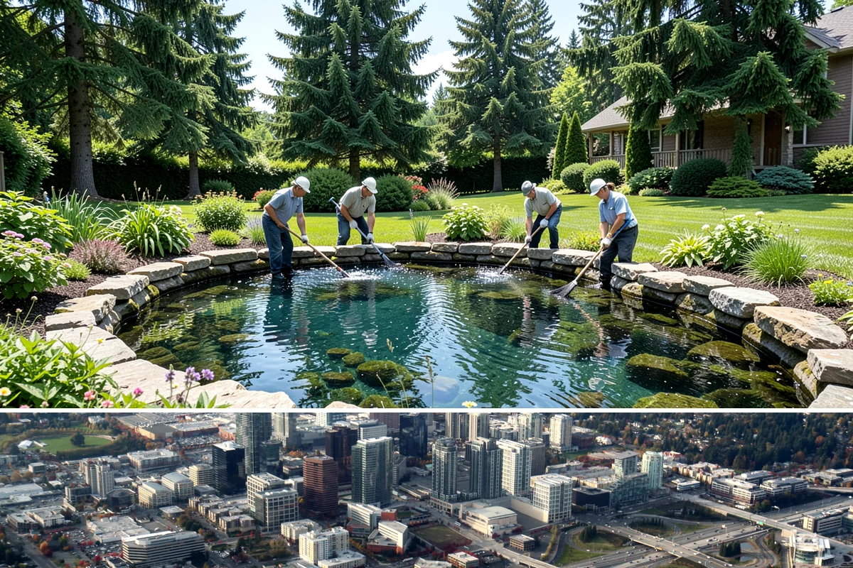 Swale Installation in Bellevue, King County, WA - Best built in early fall or spring so plantings establish during the wet season and stabilize the channel before heavy flows.