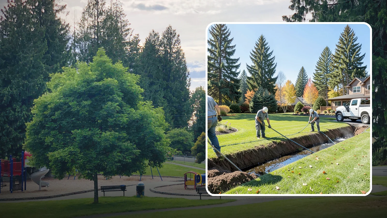 Swale Installation in Bonney Lake, Pierce County, WA - We shape vegetated swales that channel and slow stormwater across your property while filtering runoff naturally.