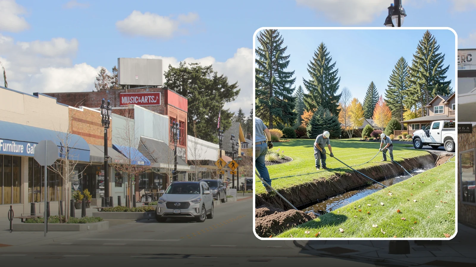 Swale Installation in Bothell, King County, WA - We shape vegetated swales that channel and slow stormwater across your property while filtering runoff naturally.