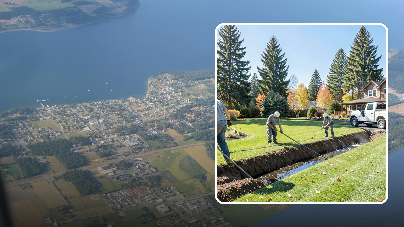Swale Installation in Coupeville, Island County, WA - We shape vegetated swales that channel and slow stormwater across your property while filtering runoff naturally.