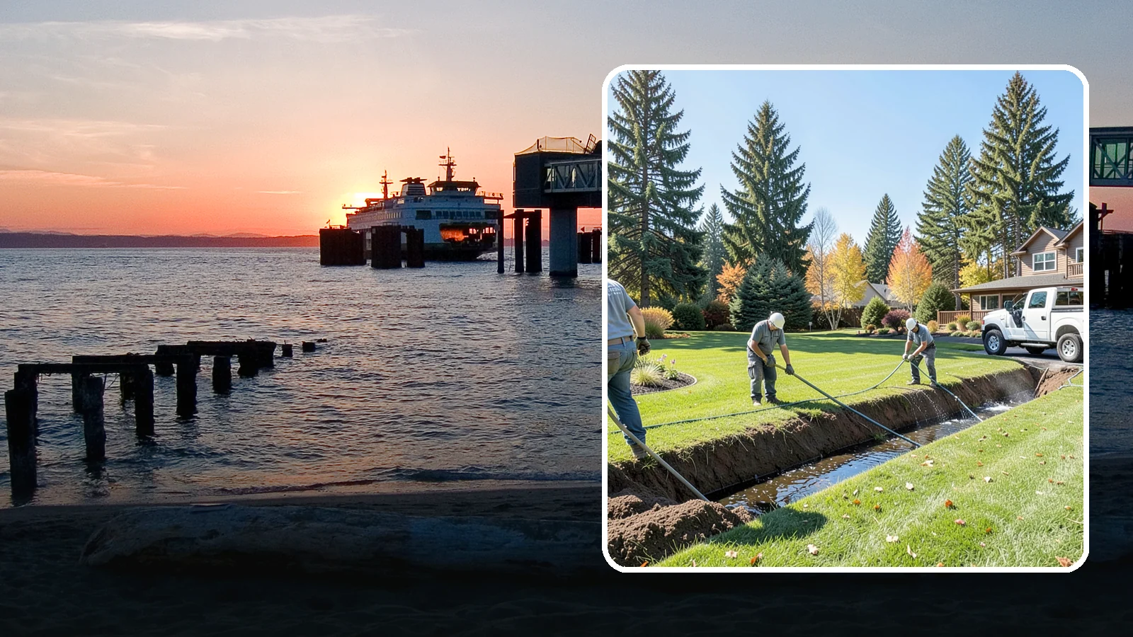 Swale Installation in Edmonds, Snohomish County, WA - We shape vegetated swales that channel and slow stormwater across your property while filtering runoff naturally.