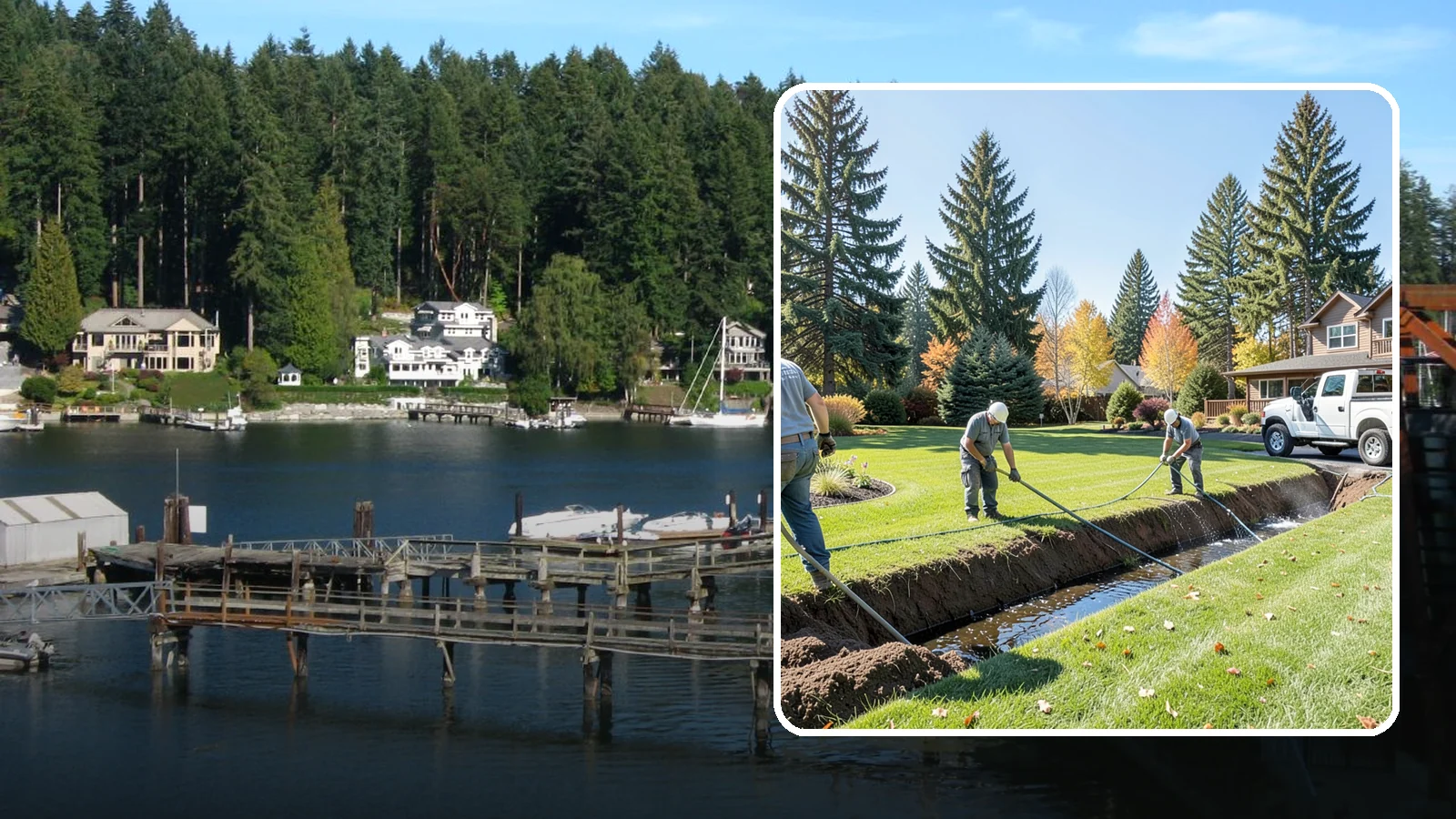 Swale Installation in Gig Harbor, Pierce County, WA - We shape vegetated swales that channel and slow stormwater across your property while filtering runoff naturally.