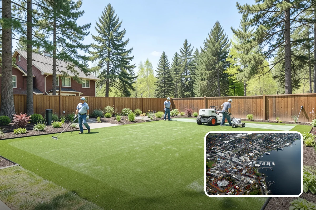 Swale Installation in Kirkland, King County, WA - Channels stormwater along a controlled path