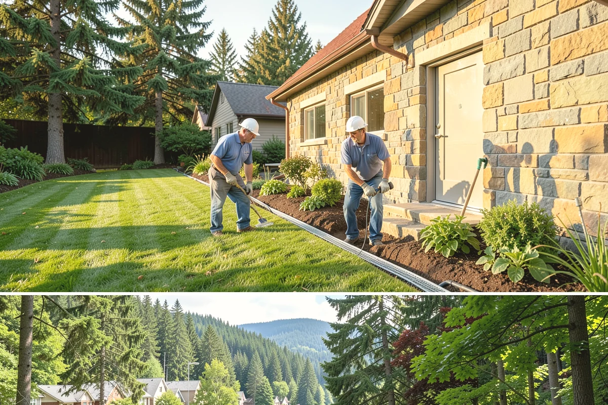 Swale Installation in Lake Forest Park, King County, WA - Best built in early fall or spring so plantings establish during the wet season and stabilize the channel before heavy flows.
