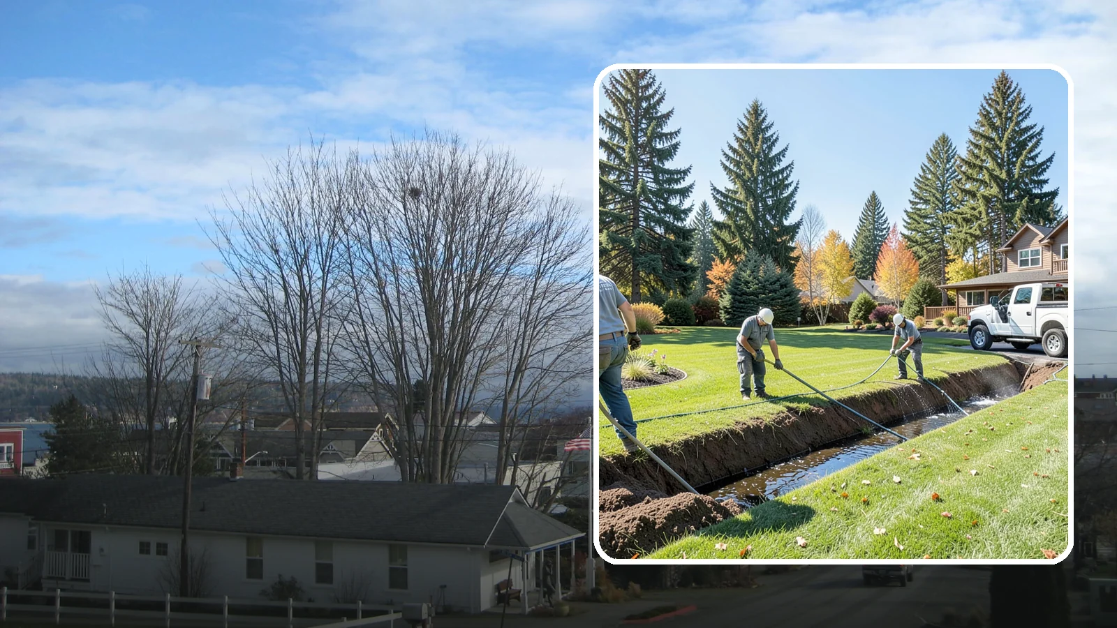 Swale Installation in Langley, Island County, WA - We shape vegetated swales that channel and slow stormwater across your property while filtering runoff naturally.