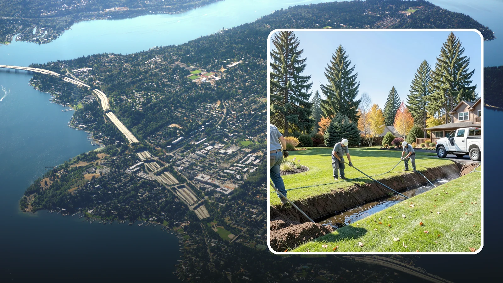 Swale Installation in Mercer Island, King County, WA - We shape vegetated swales that channel and slow stormwater across your property while filtering runoff naturally.
