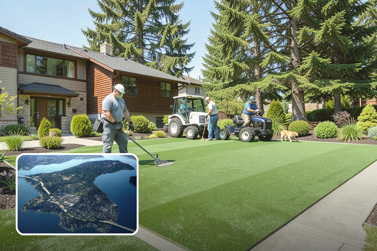 Swale Installation in Mercer Island, King County, WA - Channels stormwater along a controlled path
